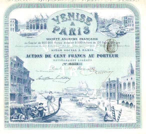 Action d&eacute;corative d'une soci&eacute;t&eacute; Fran&ccedil;aise de panoramas
